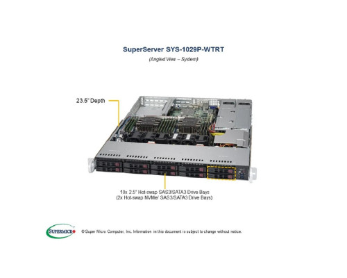 [Сервер] Supermicro SYS-1029P-WTRT 1U, 2xLGA3647, 12xDDR4, 10x2.5, 2x10GbE, IPMI, 2x750W, 2x PCIEx16, 1x PCIEx8