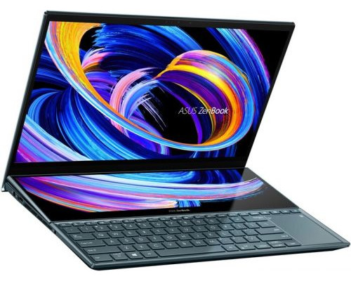 Ноутбук ASUS Zenbook Pro Duo UX582HS-H2002X 90NB0V21-M000D0 i9-11900H/32GB DDR4/1TB SSD/15,6 UHD/touch/GeForce RTX 3080 8GB/WiFi/BT/cam/Win11Pro/blue купить QBS.ru