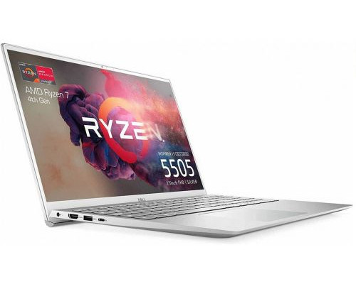 Ноутбук Dell Inspiron 5505 Ryzen 7 4700U/8GB/512GB SSD/15.6 FHD/Radeon Graphics/WiFi/BT/cam/Win10Home/platnum silver купить QBS.ru