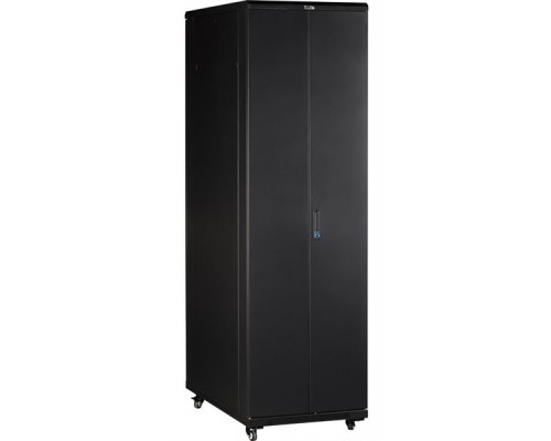 Шкаф 19 Business, 47U 800x800, черный, передняя дверь стекло, задняя дверь распашная металл купить QBS.ru