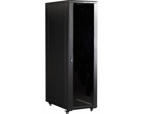 Шкаф 19 Business, 42U 800x1200, черный, передняя дверь стекло, задняя дверь распашная металл купить QBS.ru