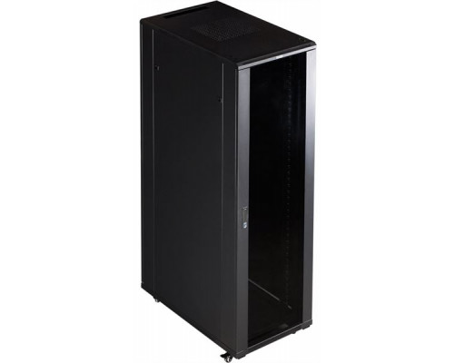 Шкаф 19 Business, 37U 600x800, черный, передняя дверь стекло, задняя дверь распашная металл купить QBS.ru