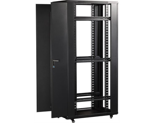 Шкаф 19 Business, 37U 600x800, черный, передняя дверь стекло, задняя дверь распашная металл купить QBS.ru