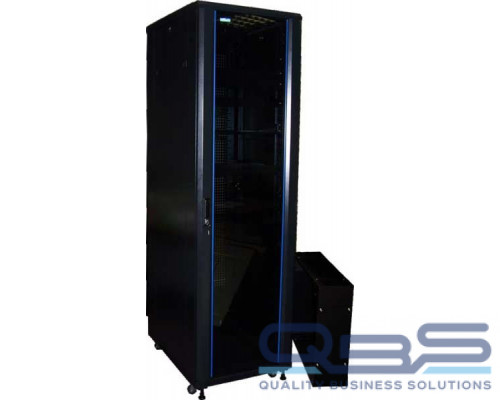 Шкаф 19 Business, 27U 600x1000, черный, передняя дверь стекло, задняя дверь распашная металл купить QBS.ru