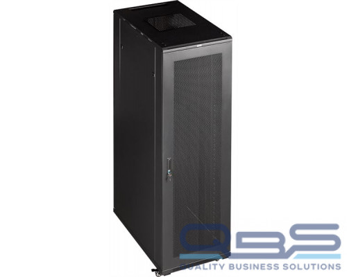 Шкаф 19 Business, 42U 600x800, черный, передняя дверь стекло, задняя дверь распашная металл купить QBS.ru