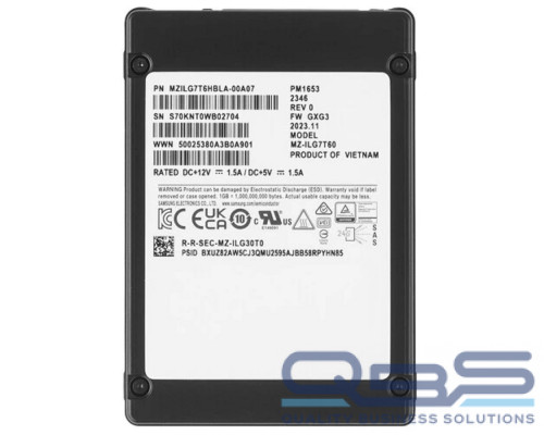[накопитель] Samsung SSD PM1653, 7680GB, 2.5" 15mm, SAS 24Gb/s, 3D TLC, MZILG7T6HBLA-00A07