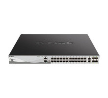 Сетевое оборудование D-Link DGS-3130-30PS/B1A PROJ Управляемый L3 стекируемый коммутатор с 24 портами 10/100/1000Base-T, 2 портами 10GBase-T и 4 портами 10GBase-X SFP+ (24 порта PoE 802.3af/at, PoE-бюджет 370 Вт)