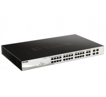 Коммутатор D-Link DGS-1210-28P/FL1A, L2 Managed Switch with 24 10/100/1000Base-T ports and 4 100/1000Base-T/SFP combo-ports (24 PoE ports 802.3af/802.3at (30 W), PoE Budget 193 W).8K Mac address, 802.3x Flow Co