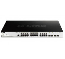 Коммутатор D-Link DGS-1210-28MP/ME/B1A, PROJ L2 Managed Switch with  24 10/100/1000Base-T ports and 4 1000Base-X SFP ports (24 PoE ports 802.3af/802.3at (30 W), PoE Budget 370 W).16K Mac address, 802.3x Flow Co