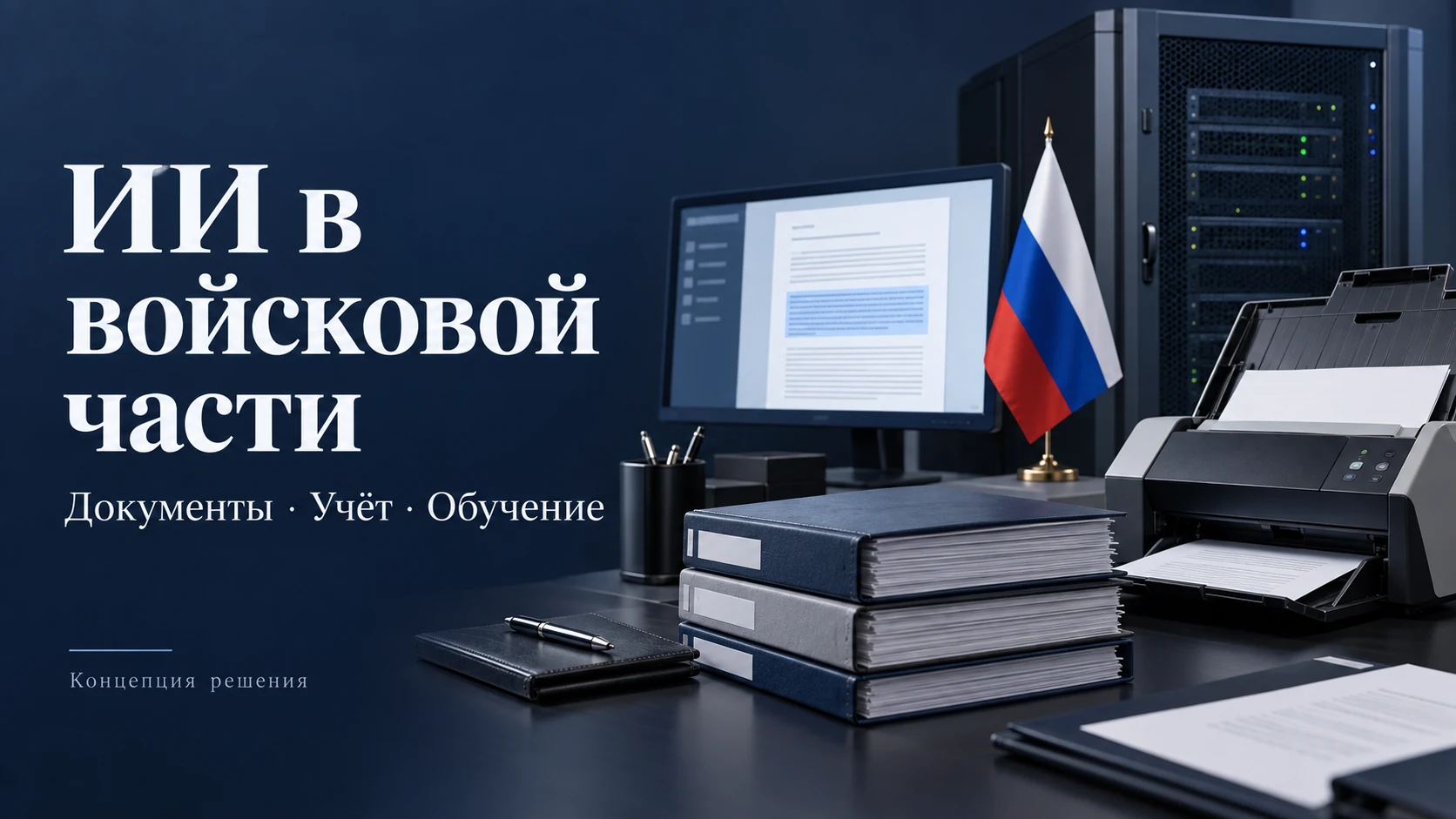 Концепция: документы, сканер и локальный сервер с российским триколором