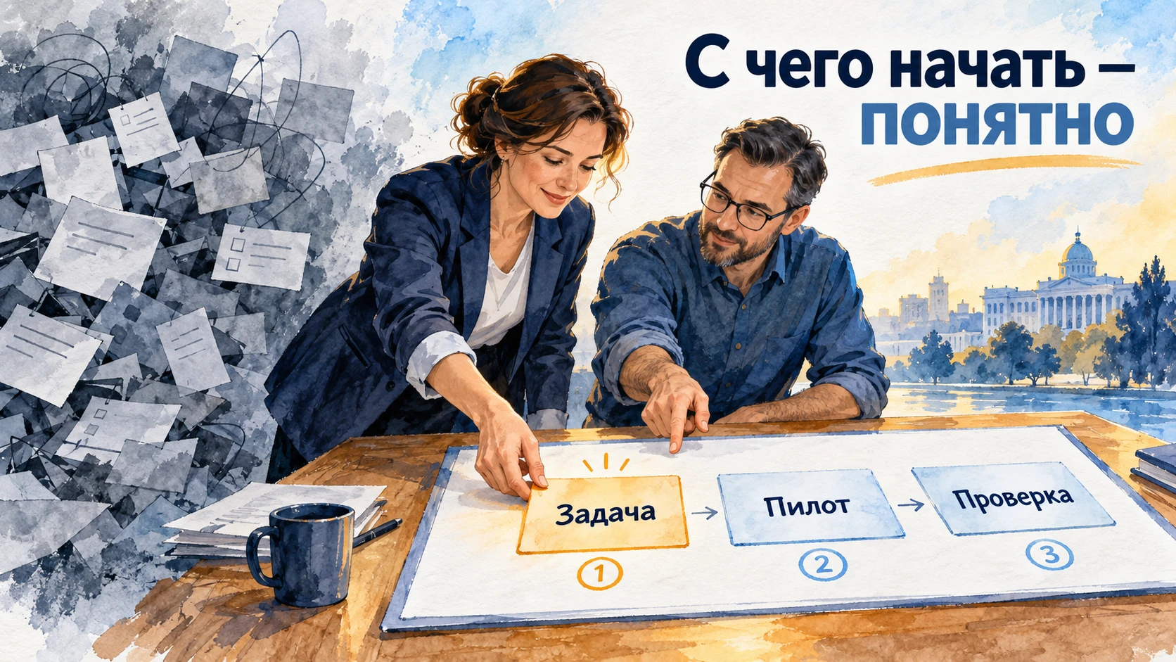 С чего начать — понятно: команда выбирает одну задачу и составляет план пилота