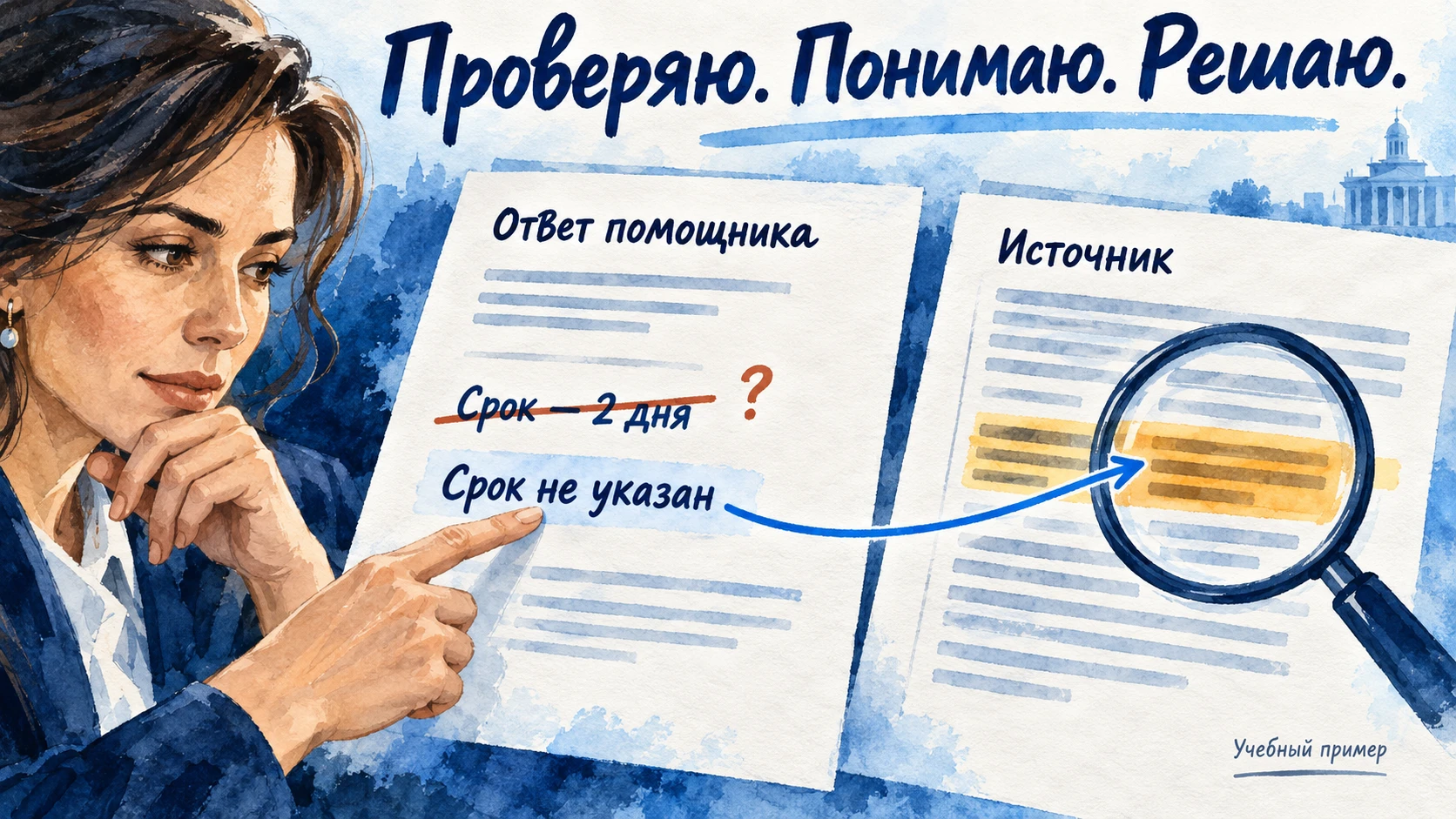 Проверяю. Понимаю. Решаю: сотрудник замечает неподтверждённый срок в ответе помощника